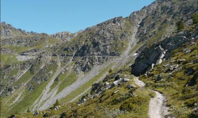 Le sentier qui descend dans le vallon d´Arbi