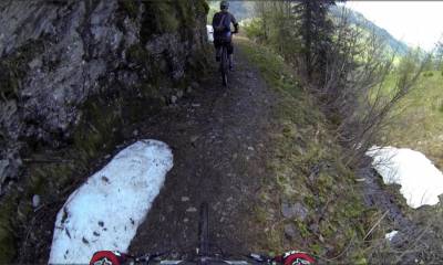 Au départ de Seintanère, encore de la neige en Mai 2014...